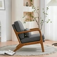 thumbnail image 5 of Ktaxon Mid Century Modern Accent Chair, Linen Fabric Armchair with Solid Wood Frame Dark Gray, 5 of 9
