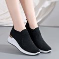 thumbnail image 6 of hopeusnice Clearance Women's Slip On Sneakers Breathable Mesh Knit Walking Shoes Comfortable Lightweight Running Shoes Wedge Platform Sneakers Black 38, 6 of 6