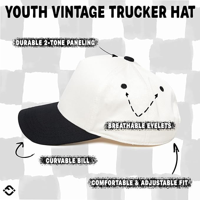 Kids Trucker Hat Baseball Cap - Two Tone Vintage Baby Baseball Cap, Infant Baseball Hat, Toddler Snapback Hat - Black/White (X-Small - 0-12 Months)