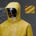 thumbnail image 4 of bbymog Rain Jacket Men Solid Color Windproof Outerwear Long Sleeve Zip Up Hooded Raincoat Outdoor Hiking Fishing Oversized Windbreaker Yellow S, 4 of 8