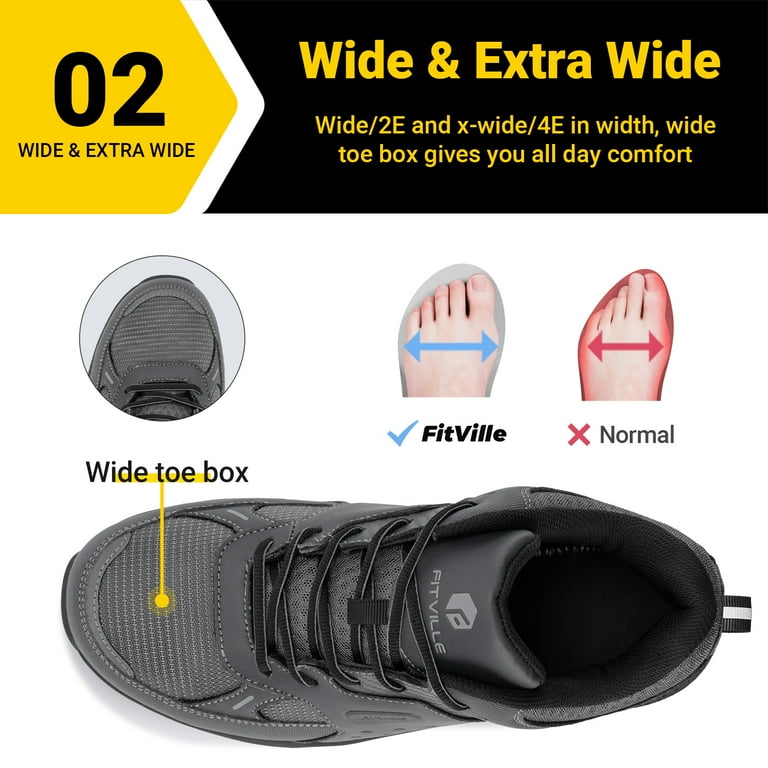 FitVille Extra Wide Mens Steel Toe Safety Shoes Slip Resistant