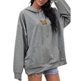 thumbnail image 2 of Women Butterfly Embroidery Sweater, Long Sleeve Front Pocket Drawstring Hoodie Autumn and Winter Sweatshirt, 2 of 4