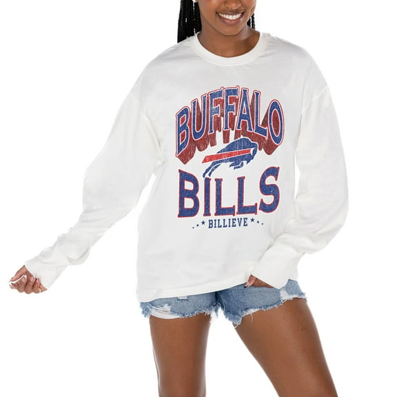 Women's Gameday Couture White Buffalo Bills Time Out Oversized Long Sleeve T-Shirt