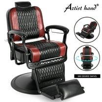 Artist Hand Recliner Barber Chair Beauty Spa Hair Styling Heavy Duty Vintage Salon (Black Red)