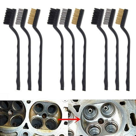 

9Pcs 7In Industrial Steel Wire Toothbrush Stainless Steel Copper Brush Cleaning