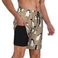 thumbnail image 2 of Kdxio Lovely Penguin Print Men's Swim Trunks with Compression Liner 7 Inch Inseam Quick Dry Swim Shorts, 2 of 7