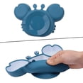 thumbnail image 2 of Plato con ventosa Vajilla de silicona Bebe Mantel individual de silicona con cucharas Plato de succión sin BPA para lavavajillas y microndes (azul) JM, 2 of 4