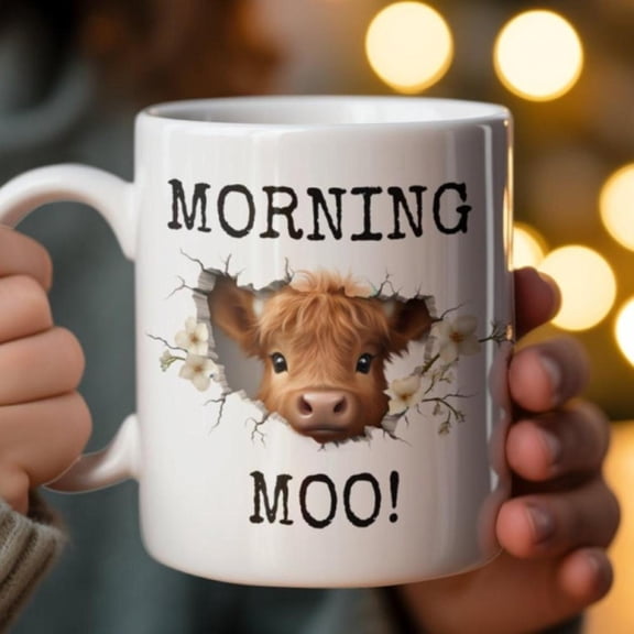 Cute Highland Cow Mug Floral Cow Morning Moo Coffee Cup Farm Animal Lover Cow Lovers Scottish Cow Highland Cow