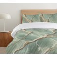 thumbnail image 4 of Ambesonne Sage Duvet Cover Set, Wavy Marble Print Gentle Tones, Queen, Pale Seafoam and Tan, 4 of 4