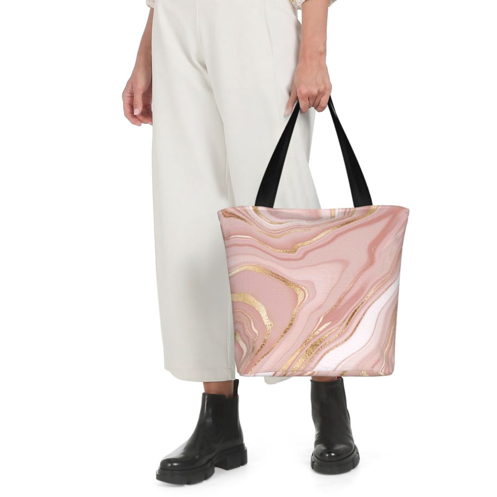 Ratiio Rose Gold Glitter Splatter Print Shoulder Bag for Women, Polyester Crossbody Purse Lightweight Handbag for Daily Travel and Casual Use