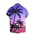 thumbnail image 3 of Penkiiy Men Casual Fashion Turndown Collar Stripe Printing Short Sleeve Button Shirt Tops Blouse XL Purple, 3 of 4