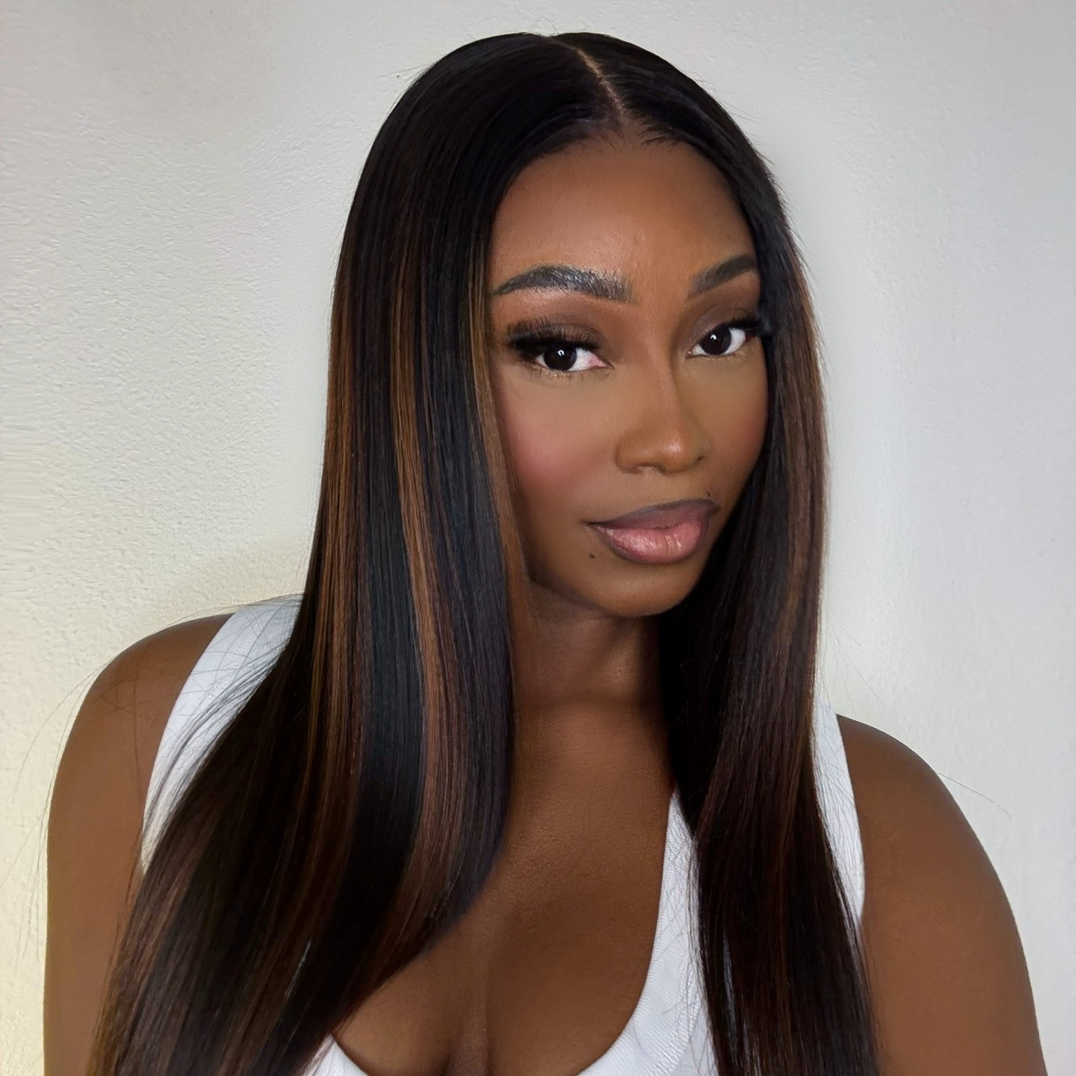 LUVME 13x4 Lace Front Wig 22" MB30# Medium Brown 100% Human Hair Pre Plucked Bleached Knots Glueless Straight 1 Piece