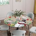 thumbnail image 5 of Rustic Christmas Snowman Round Tablecloth for 55-60 Inch Tables,Fitted Table Cover with Elastic Edge,Xmas Balls Stocking Tree Gifts Waterproof Outdoor Table Cloth Protector for Patio Garden Dinner, 5 of 9