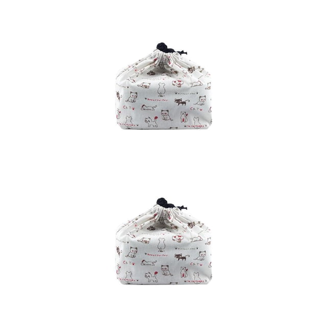 Yuarrent Bolsa de almuerzo Bolsa de fiambrera de lino y algodón Bolsa de mano portátil para alimentos al aire libre para acampar en la oficina, BDD48 BDD48 2piezas Yuarrent CBP078419