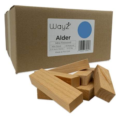 Kiln Dried Alder Wood | 11-12 lbs | 4-5 inch Mini Firewood Logs | Pizza Oven Wood Accessories | Fire Wood for Fire Pit, Campfires or Smoking Wood | Fire Starters for Campfires