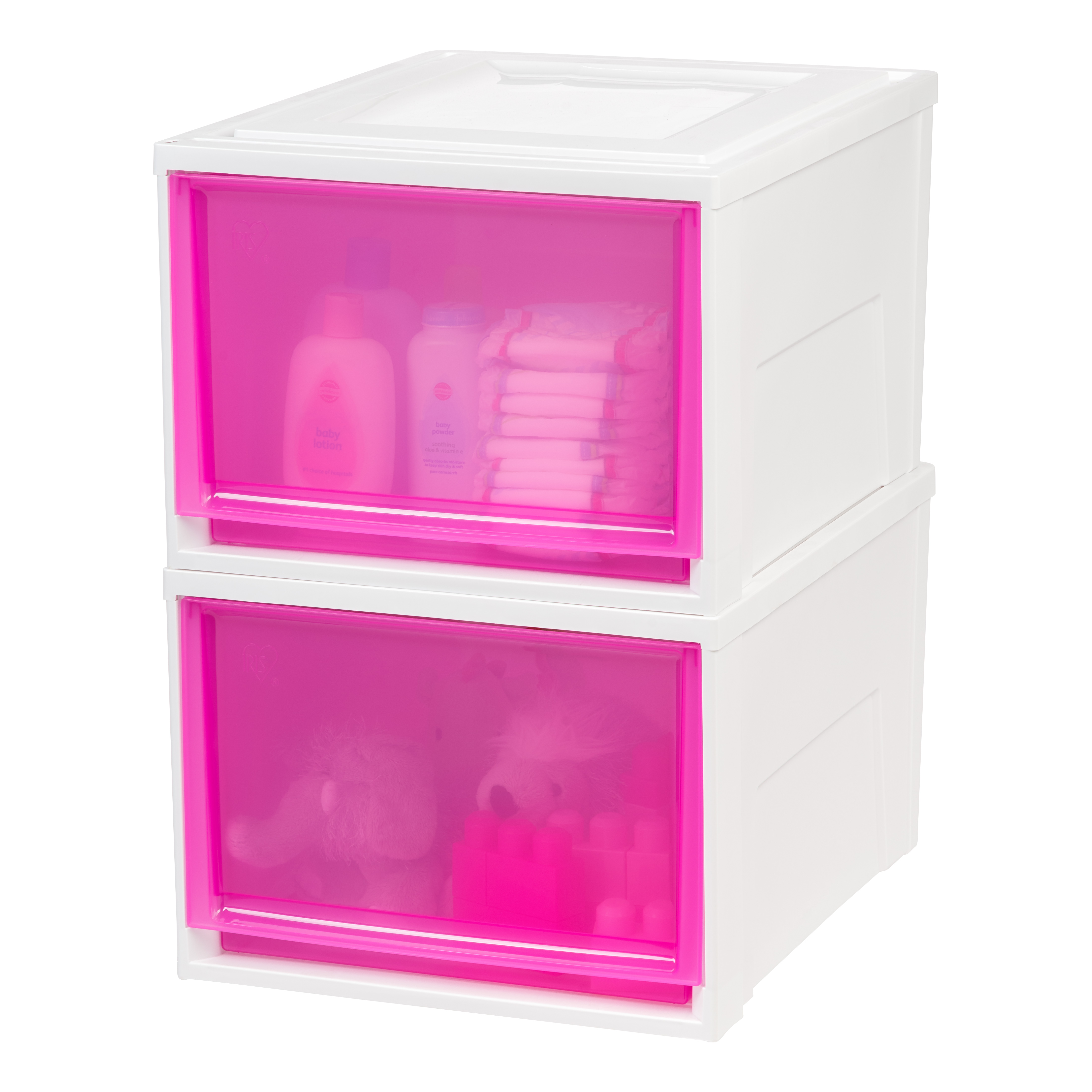 Iris Deep Box Chest Drawer White With Pink Drawers 3 Pack