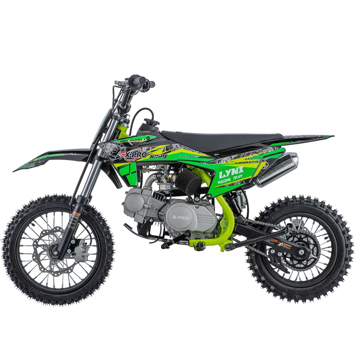X-Pro Brand New 125cc Gas Pit Dirt Bike with 4-Speed Manual Transmission, Kick Start, 14"/12" Tires!