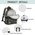 thumbnail image 4 of Dinosaur and Leaves Black Pattern Cute School Backpack Bag for School with Padded Back and Adjustable Shoulder Straps 15.25"x11.5"x5.25", 4 of 5