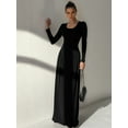 thumbnail image 6 of Women'S Casual Long Sleeve U-Neck Solid Color High Waist Bodycon Maxi Dress, 6 of 8