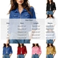 thumbnail image 3 of FDGIU Women's Lapel Button Down Cropped Denim Jacket, Cuffed Long Sleeve Solid Jean Coat with Chest Flap Pockets for Spring Fall Casual Daily Layering, 3 of 5