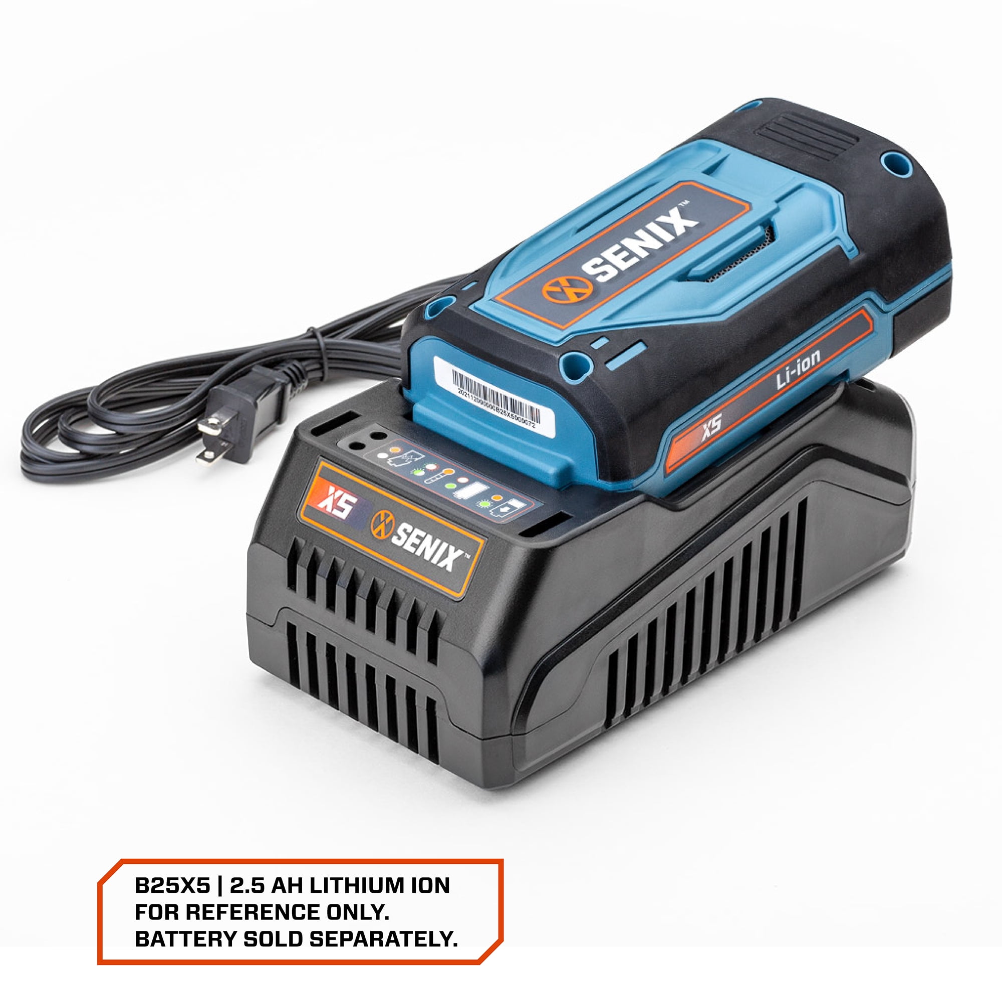 SENIX 58 Volt Max* Lithium Ion Battery Charger, Power Station with Light Indicator and Wall Mount X5 Batteries, CHX5