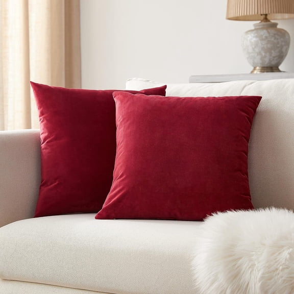 Pack of 2 Velvet Pillow Covers Solid Decorative  Pillow Covers Christmas Pillowcases for Sofa Bedroom Couch Car,16x16 Inch Without Core