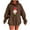 Brown, variant on Retro Santa Hooded Sweatshirt for Women Vintage Christmas Hoodie Sweaters Xmas Gnome Oversized Long Sleeve Tops