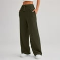 thumbnail image 2 of Pantalones deportivos Prolriy para mujer, pantalones deportivos de cintura alta, holgados, informales, de pierna ancha, para otoño, color verde, talla L, 2 of 4