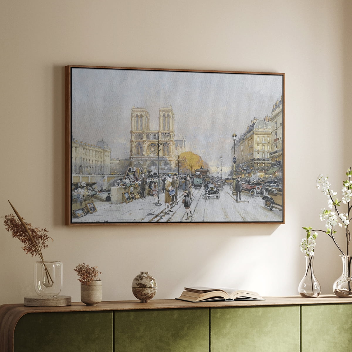 Vintage Landscape-CCCLXXXVI By Wexford Home Framed in Walnut Wood Gallery Wrapped Canvas 25 in. x 37 in.