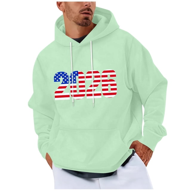 Hooded Sweatshirt Men, Casual Fashion Print Pullover Drawstring Long Sleeve, Men's Hooded Sweatshirt
