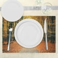 thumbnail image 3 of Ambesonne Forest Place Mats Set of 4, Romantic Alley Woods, Standard Size, Slate Blue Orange Yellow, 3 of 6