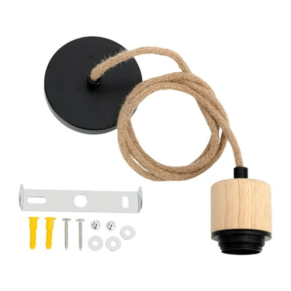 Cable de luz colgante Cable de luz colgante E27 Retro, Accesorio de lámpara colgante para cafetería, Madera negra