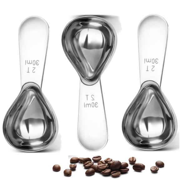 2 Pack Stainless Steel Coffee Scoop Tablespoon Measuring Spoons Short Handle Tablespoon for Tea Sugar