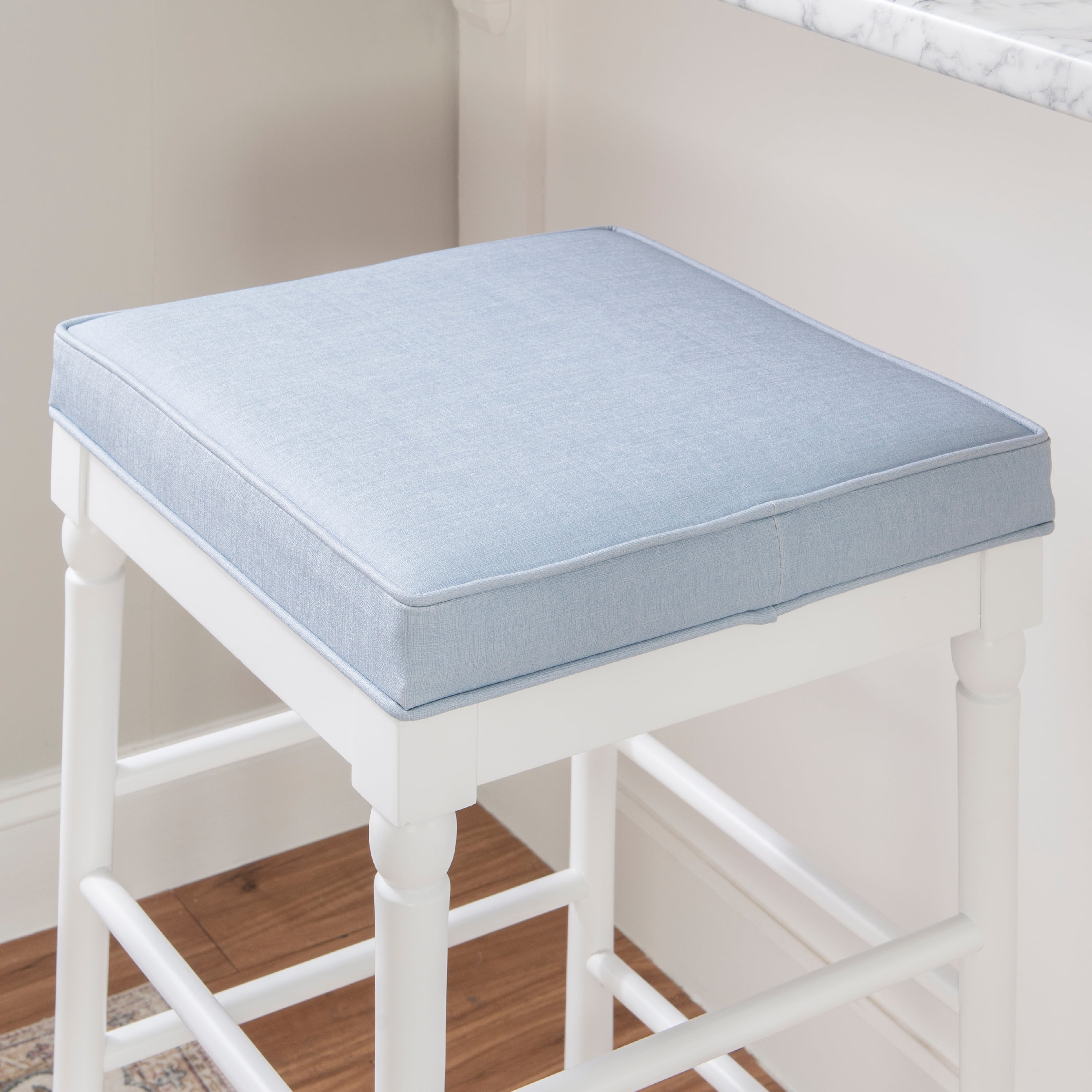 Linon Walser 32" Indoor Backless Wood Bar Stool, Set of 2, Light Blue