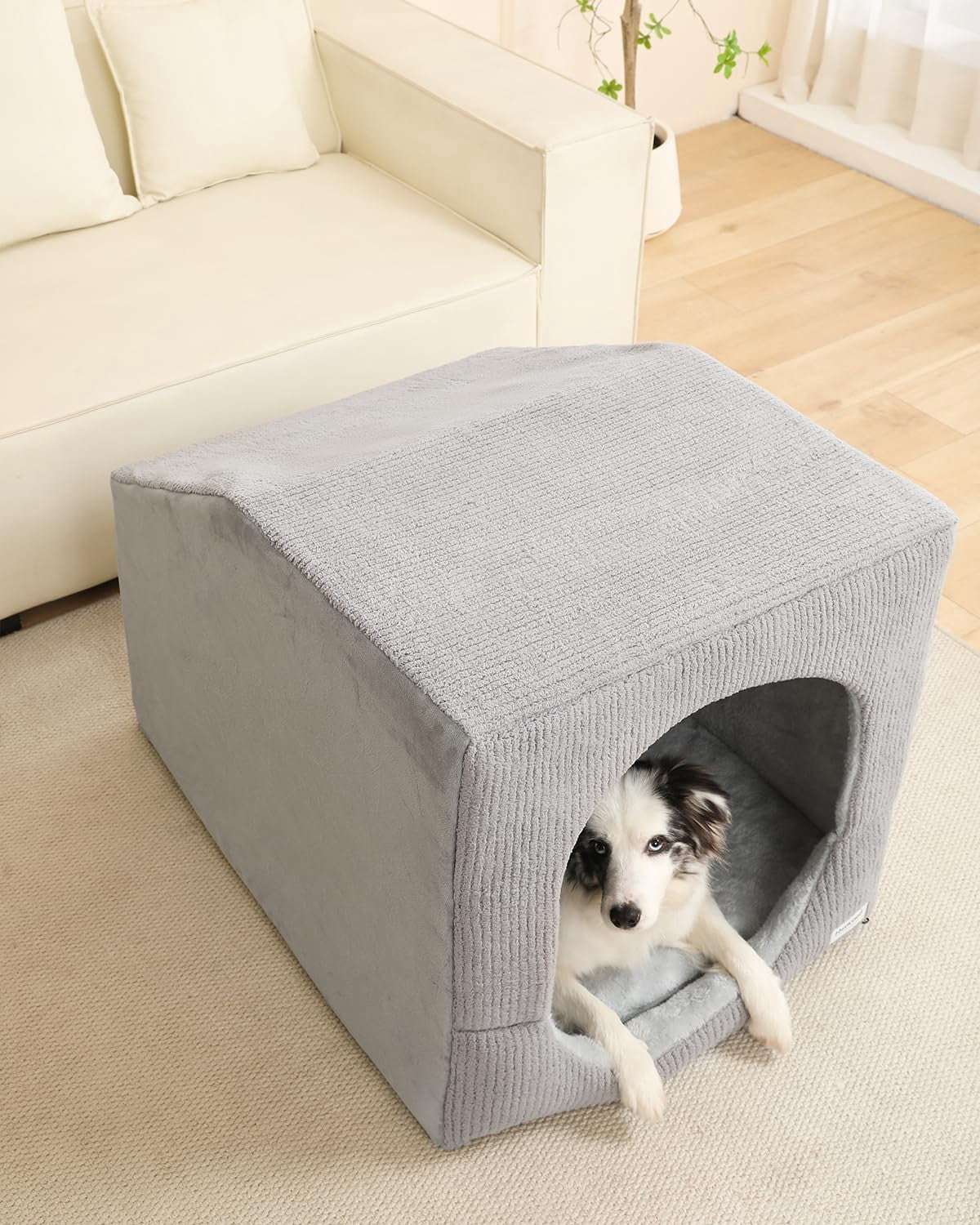Indoor Dog House for Extra Large Medium Small Sized Dogs - Dog Tent with Washable Removable Cover, Pet Orthopedic Dog Cave Bed Egg-Crate Foam Cushion, Inside Dog House Large Space(XL)