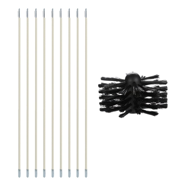 Kit de cepillo de limpieza de chimenea, 9 postes con cabezal de cepillo de nailon, juego de limpieza Meterk Cepillo de limpieza