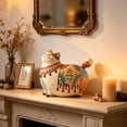 thumbnail image 6 of Lumulena Hand-Painted Resin Cat Figurine, Boho Folk Art Cat Statue with Tassel, Multicolor Decorative Ornament for Shelf Mantel and Desk, Handmade Painted Art Pattern Decorative Ornaments, 6 of 7