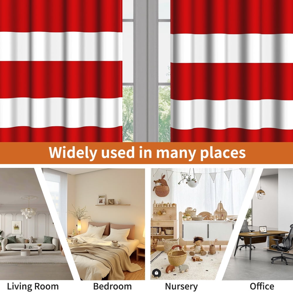 Lfeey Red Stripe Room Darkening Blackout Curtains Christmas Bedroom Living Room Grommet Curtains 52x84 Inch 2 Panel