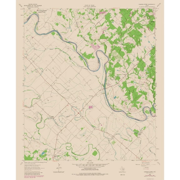 Topographical Map - Chances Store Texas Quad - USGS 1980 - 23 x 27.95 - Vintage Wall Art