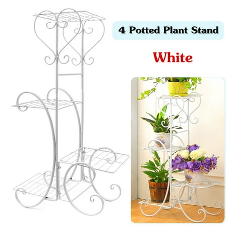 Indoor Hanging Plant Stand 4 Tier Stainless Steel Plant Stand Flower Planter Garden Display Holder Shelf Rack for Home Room Ornaments Indoor Outdoor Patio ()