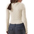thumbnail image 3 of Long Sleeve Women's Sexy Scoop Neck Crop Tops Slim Fit Lace Blouses, 3 of 5