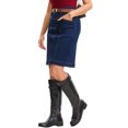 thumbnail image 4 of INSPIRE CHIC Women's Denim Skirt Casual High Waisted Pockets Above the Knee Stretchy Jean Pencil Skirts XL Black Blue, 4 of 6