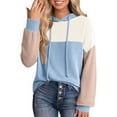 thumbnail image 4 of Yteetum Oversized Hoodies for Women Colorblock Drawstring Knit Pullover Hooded Sweatshirts Top Womens Casual Patchwork Loose Fits Plus Size Long Sleeve Fall Hood Sweatshirts Fall Clothes Clothes, 4 of 4