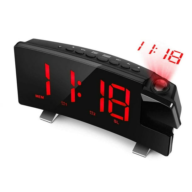 Reloj digital con radio FM, habitación de hotel en casa, pantalla LED de 8 pulgadas, reloj de mesa de protección, número rojo Speravity EL3015-04B