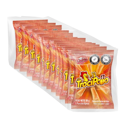 Chefrito Trocipollo Chicken Flavor Chips, 1.13 oz Bags, 12 Count, Crispy Snack Chips Imported from Colombia