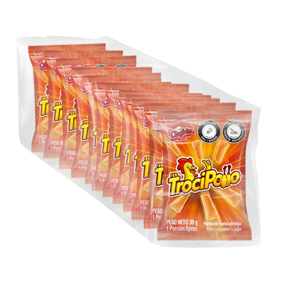 Chefrito Trocipollo Chicken Flavor Chips, 1.13 oz Bags, 12 Count, Crispy Snack Chips Imported from Colombia