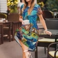 thumbnail image 3 of Horeoi Sea World Print Women's Short Sleeve Dress Breathable Polyester-Spandex All-Over Print A-Line Side Pockets Elastic Waist, 3 of 6