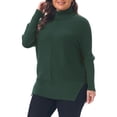 thumbnail image 4 of Agnes Orinda Women's Plus Size Turtleneck Sweater Slim Fit Long Sleeve Loose Knit Comfy Fall Winter Sweater 1X Dark Green, 4 of 6