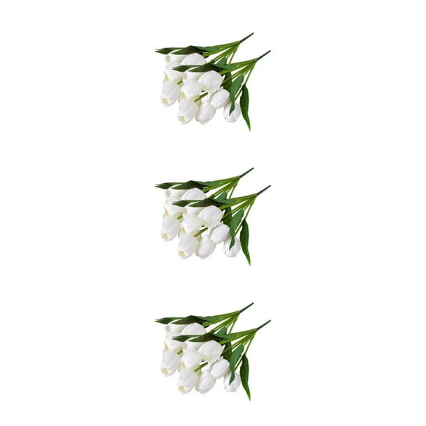 Ramo de flores artificiales Matsuzay tulipanes simulación de tacto Real blanco/grande