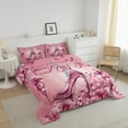 thumbnail image 3 of Pink High Heel Shoes Comforter Set Women Eiffel Tower Paris Style Bedding Queen Dreamy Glitter Butterfly Bedding Comforter Sets Princess Bedroom Decor Duvet Insert Romantic Themed Quilt, 3 of 6
